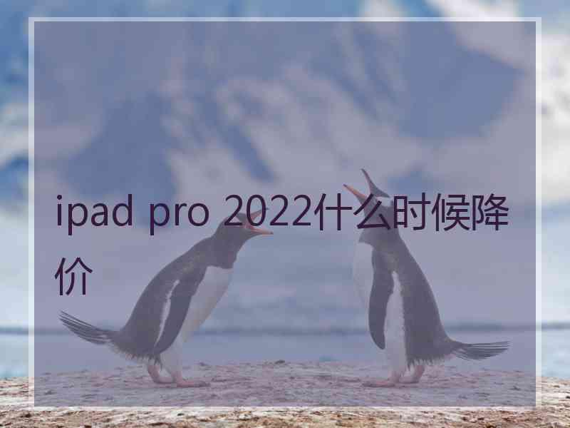 ipad pro 2022什么时候降价