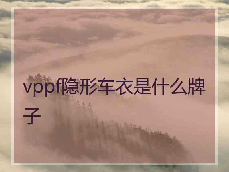 vppf隐形车衣是什么牌子