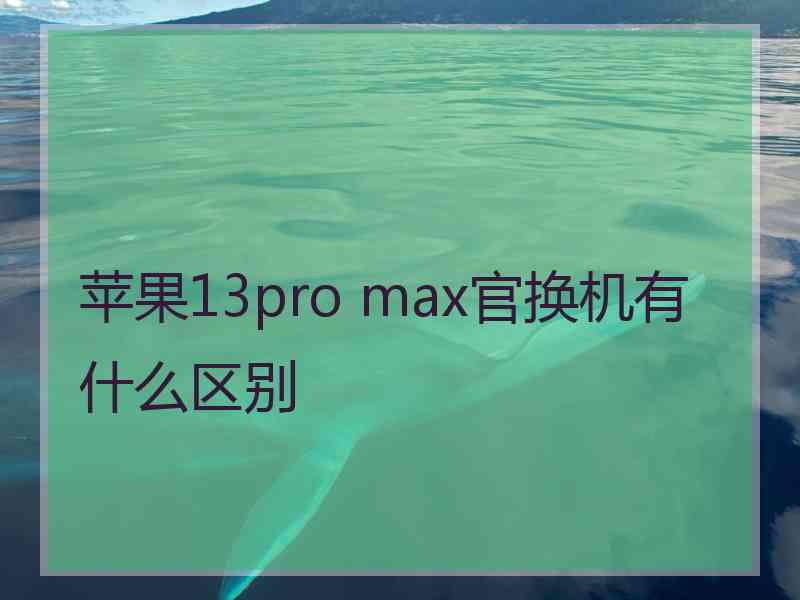 苹果13pro max官换机有什么区别