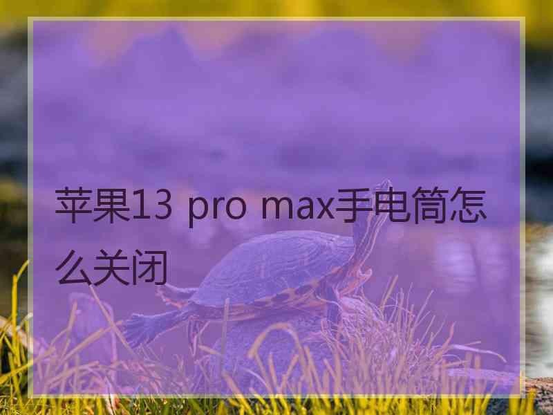 苹果13 pro max手电筒怎么关闭