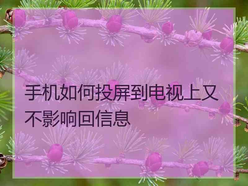 手机如何投屏到电视上又不影响回信息