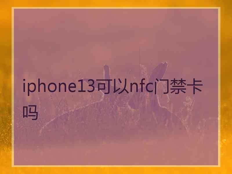 iphone13可以nfc门禁卡吗