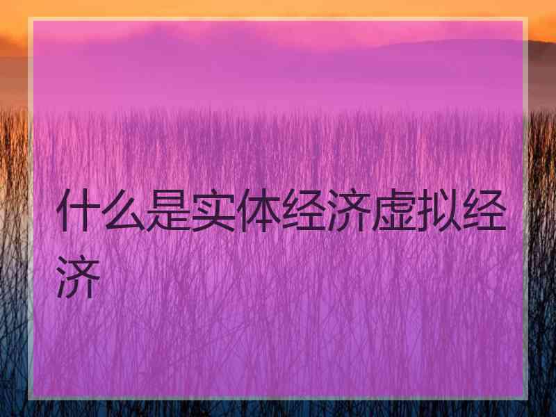 什么是实体经济虚拟经济