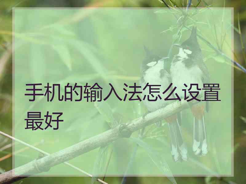 手机的输入法怎么设置最好