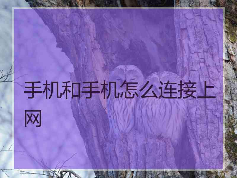 手机和手机怎么连接上网