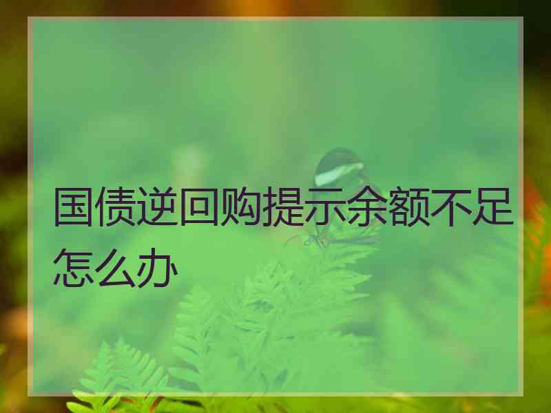 国债逆回购提示余额不足怎么办