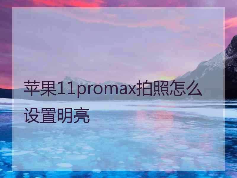 苹果11promax拍照怎么设置明亮