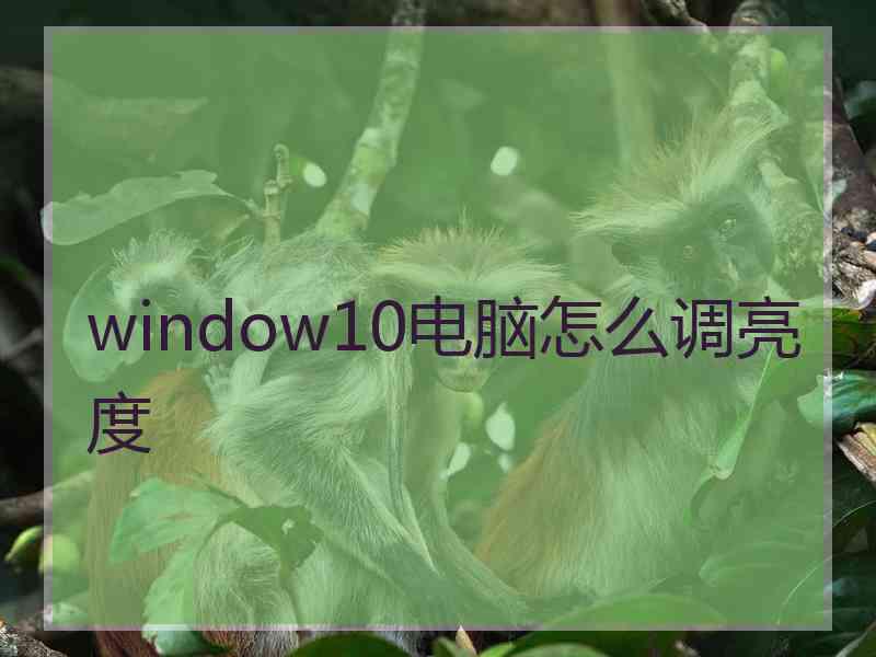 window10电脑怎么调亮度