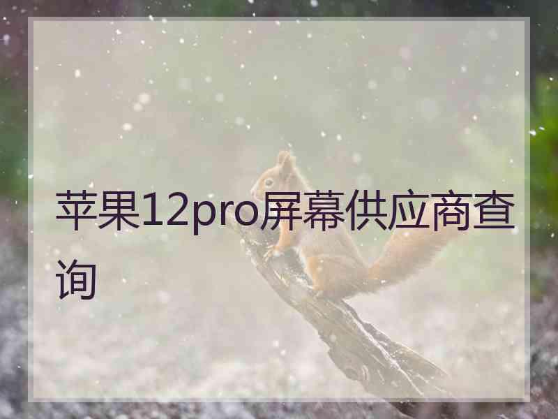 苹果12pro屏幕供应商查询