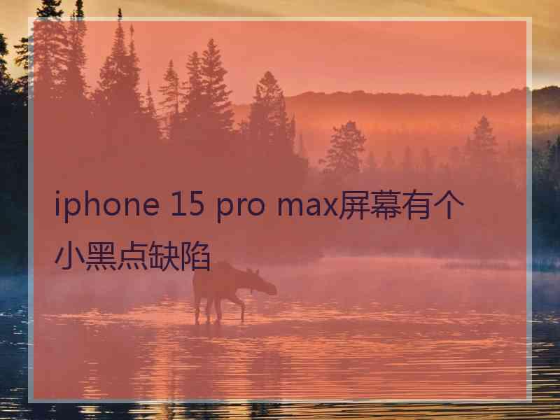 iphone 15 pro max屏幕有个小黑点缺陷