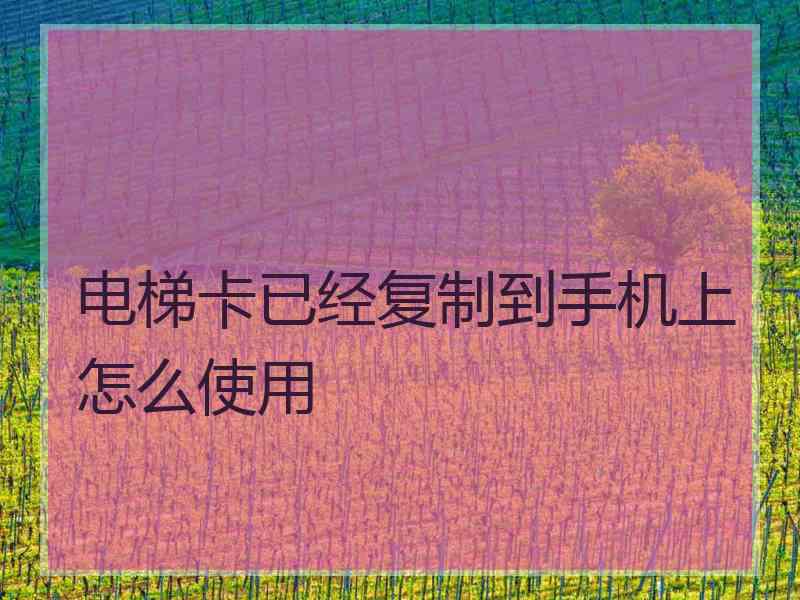 电梯卡已经复制到手机上怎么使用