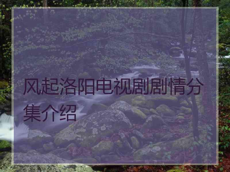 风起洛阳电视剧剧情分集介绍