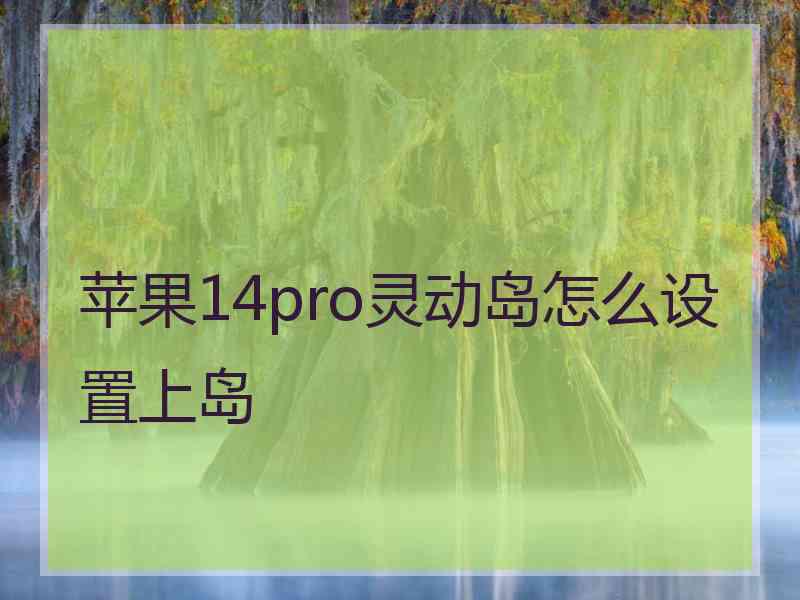 苹果14pro灵动岛怎么设置上岛