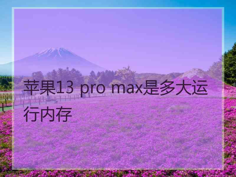 苹果13 pro max是多大运行内存