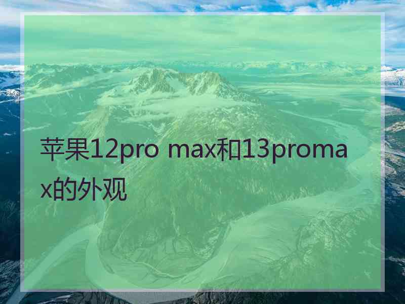 苹果12pro max和13promax的外观