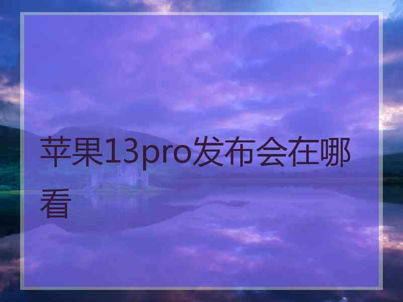 苹果13pro发布会在哪看