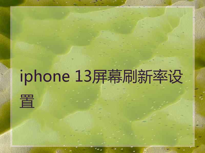 iphone 13屏幕刷新率设置