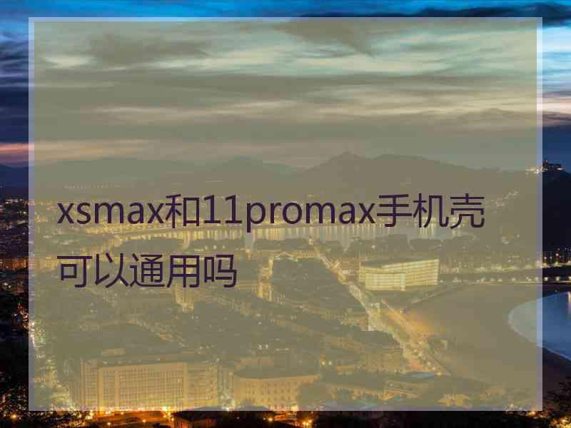 xsmax和11promax手机壳可以通用吗