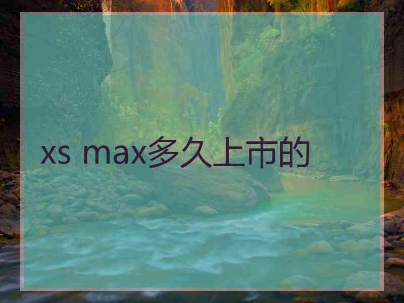 xs max多久上市的