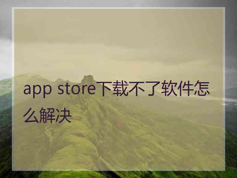 app store下载不了软件怎么解决