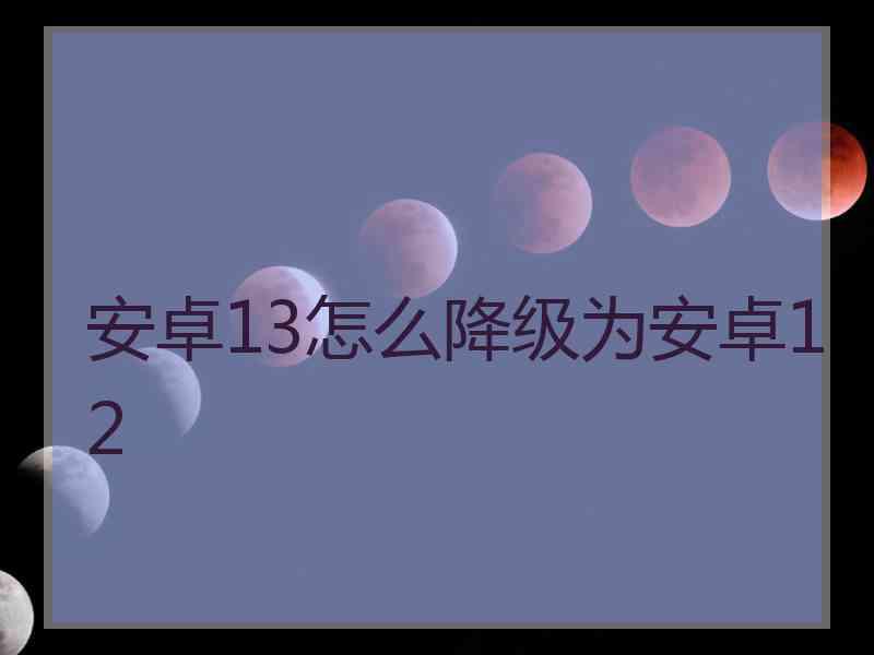 安卓13怎么降级为安卓12