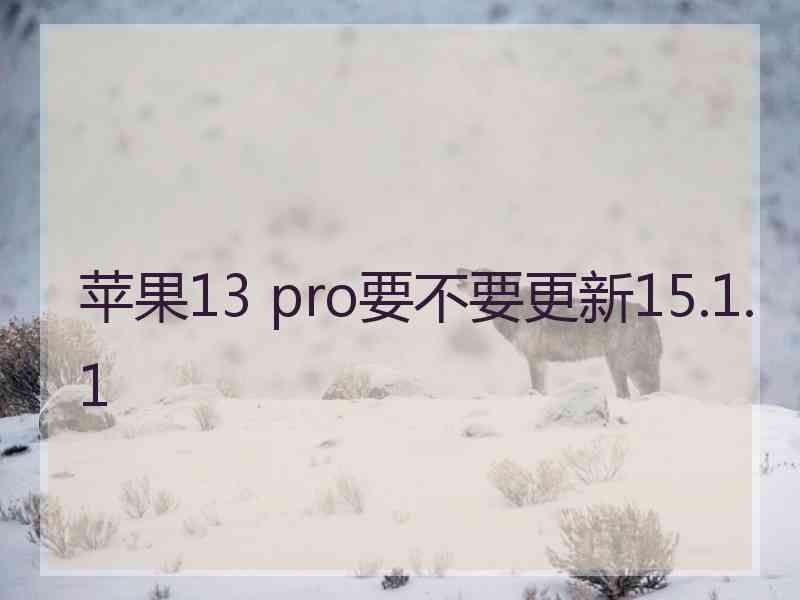 苹果13 pro要不要更新15.1.1