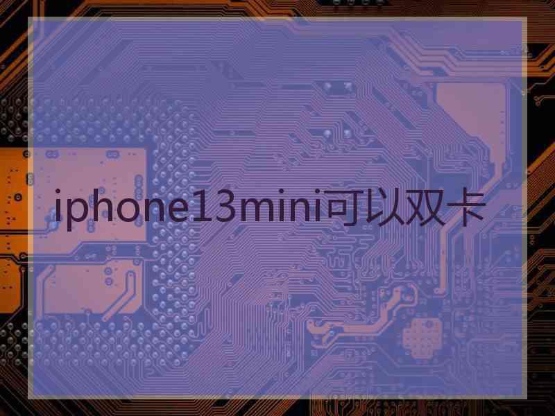 iphone13mini可以双卡