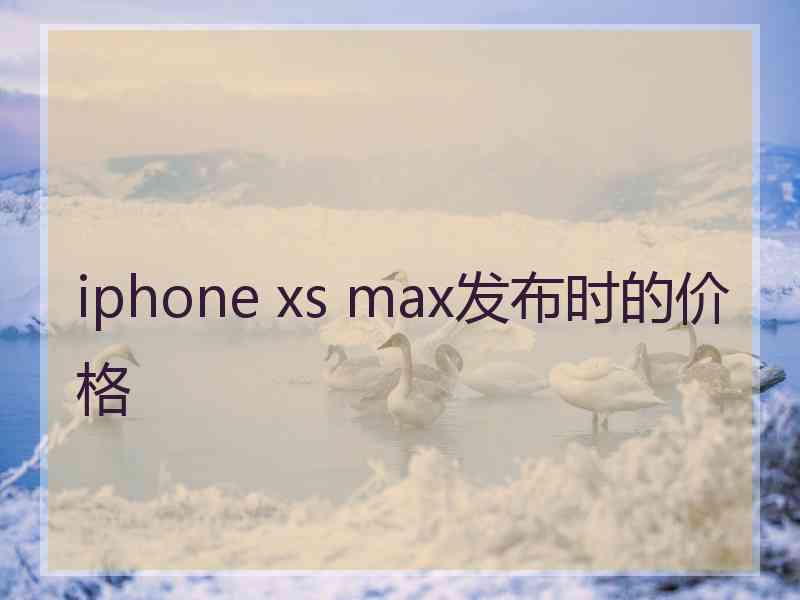 iphone xs max发布时的价格