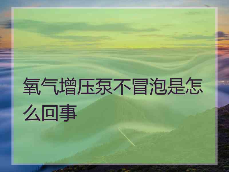 氧气增压泵不冒泡是怎么回事