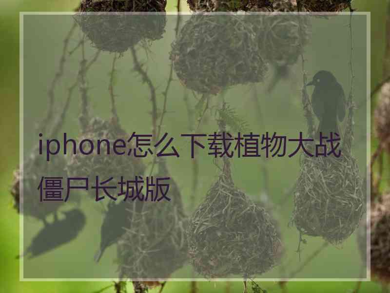 iphone怎么下载植物大战僵尸长城版