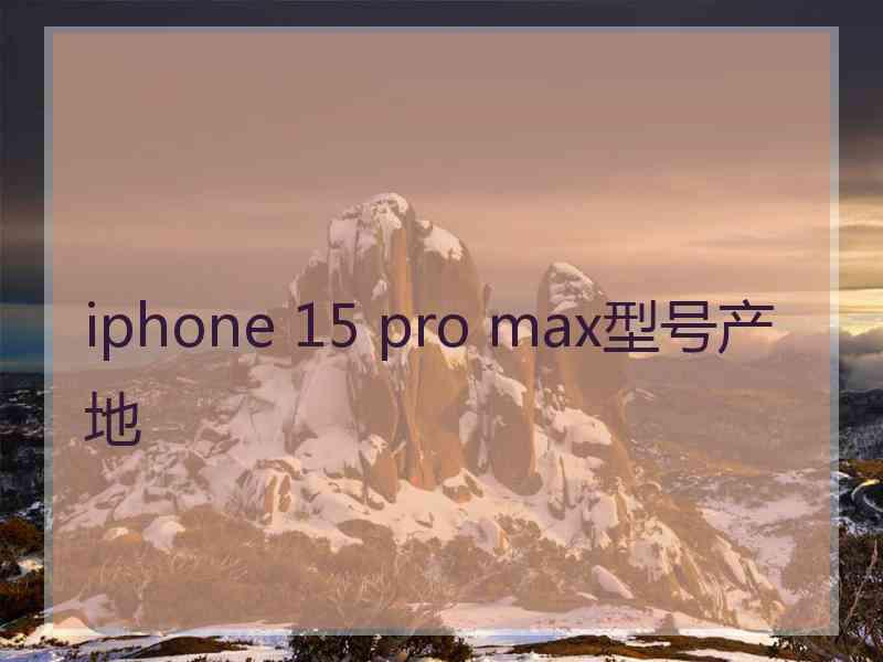 iphone 15 pro max型号产地