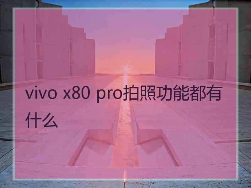 vivo x80 pro拍照功能都有什么