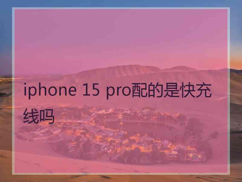 iphone 15 pro配的是快充线吗