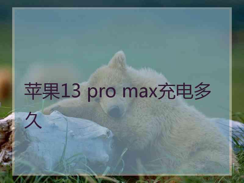 苹果13 pro max充电多久