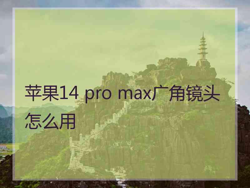 苹果14 pro max广角镜头怎么用