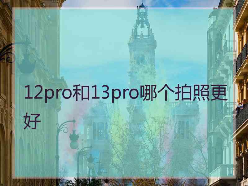 12pro和13pro哪个拍照更好