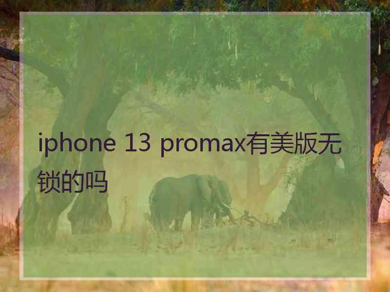 iphone 13 promax有美版无锁的吗