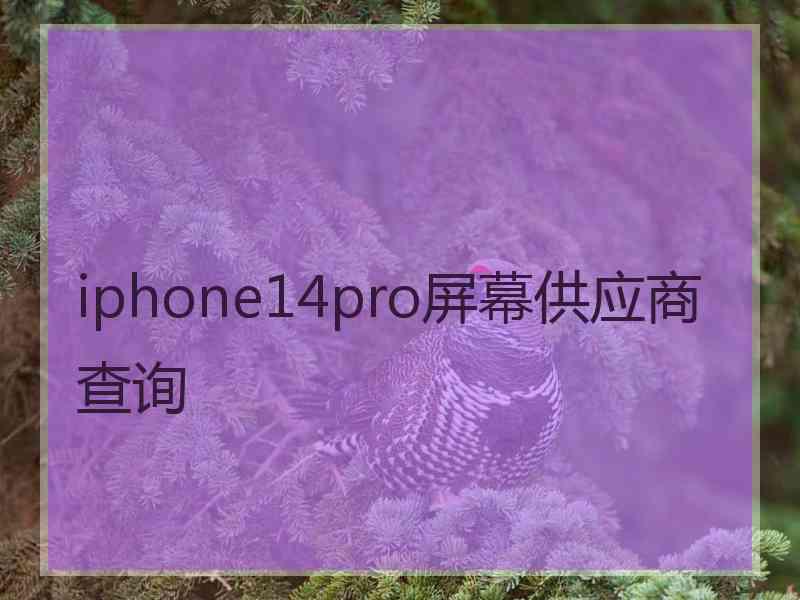 iphone14pro屏幕供应商查询