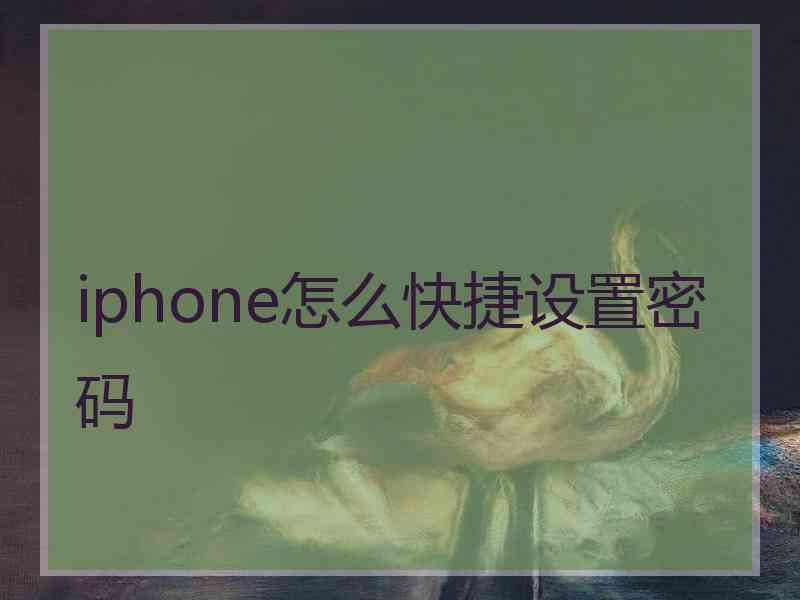 iphone怎么快捷设置密码