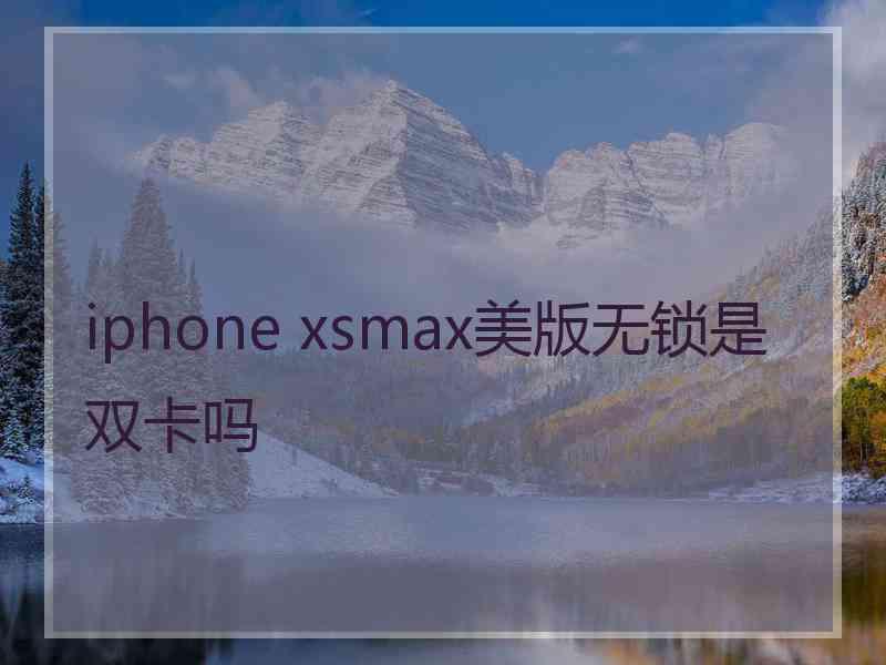 iphone xsmax美版无锁是双卡吗