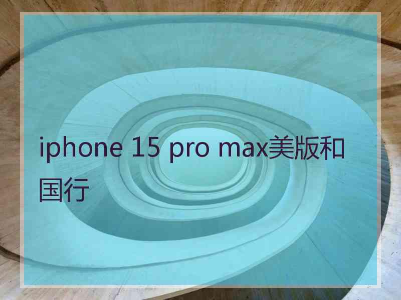 iphone 15 pro max美版和国行