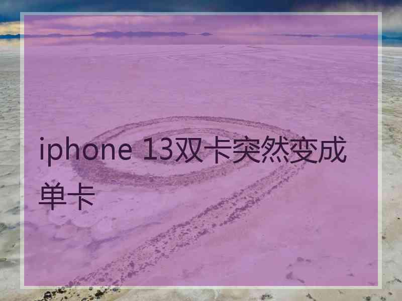 iphone 13双卡突然变成单卡