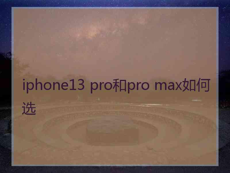 iphone13 pro和pro max如何选