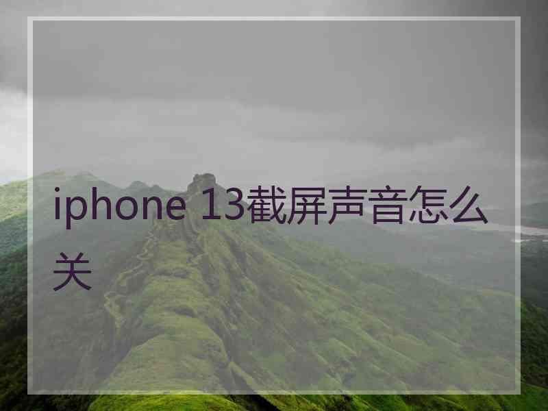 iphone 13截屏声音怎么关