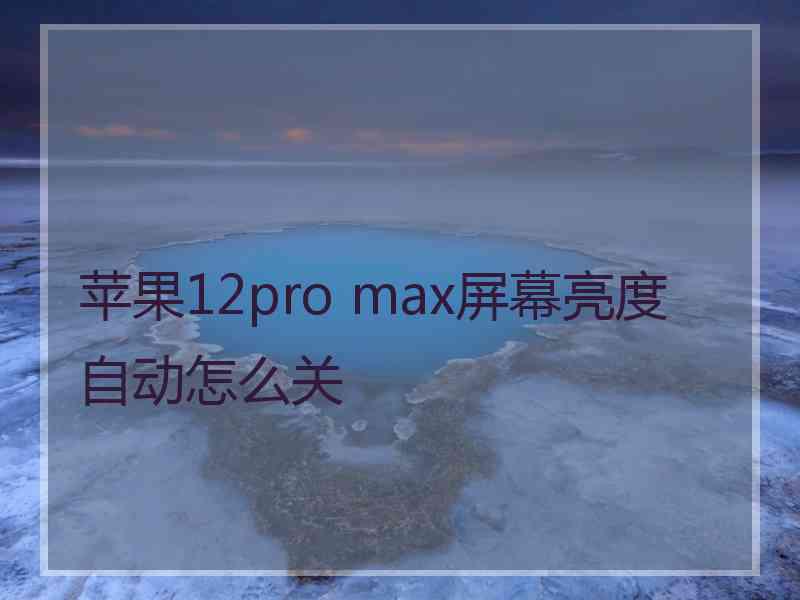 苹果12pro max屏幕亮度自动怎么关