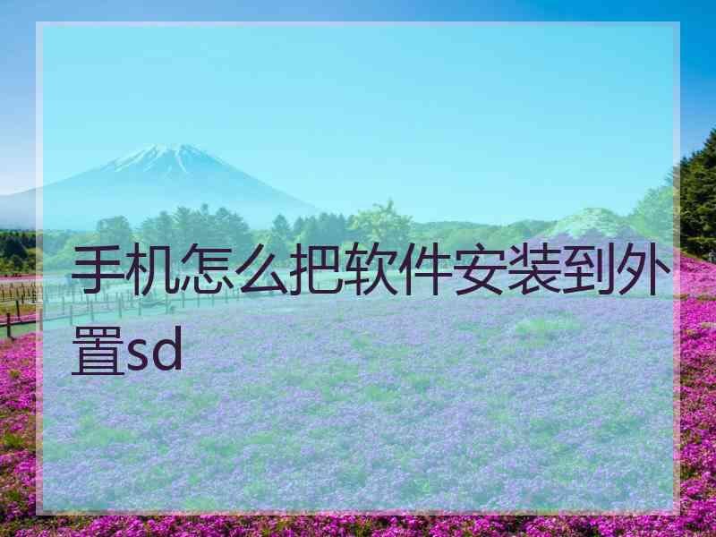 手机怎么把软件安装到外置sd