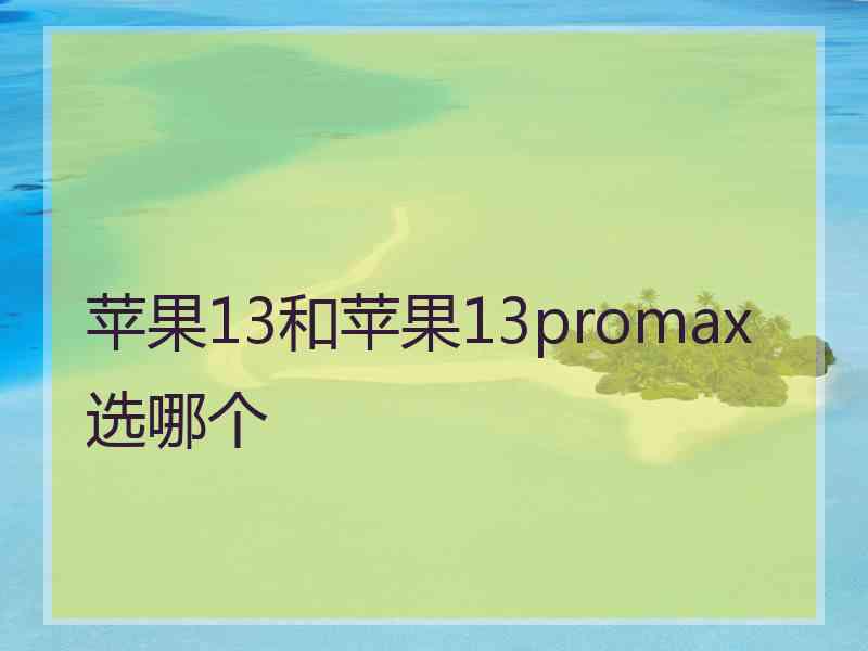 苹果13和苹果13promax选哪个