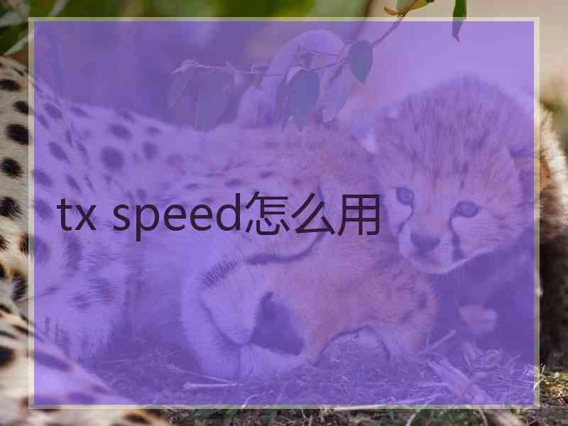 tx speed怎么用