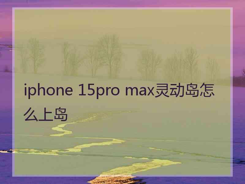 iphone 15pro max灵动岛怎么上岛