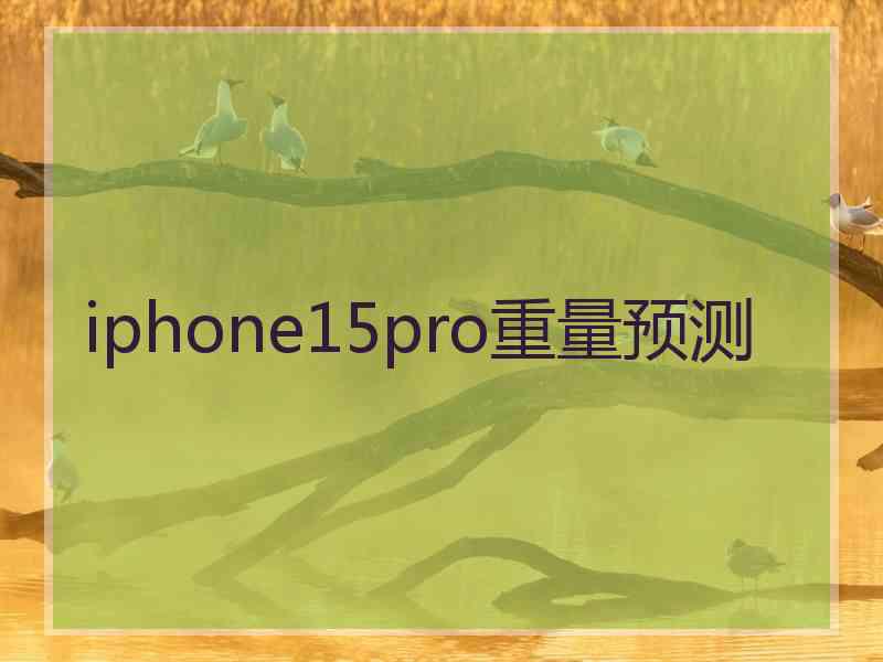 iphone15pro重量预测